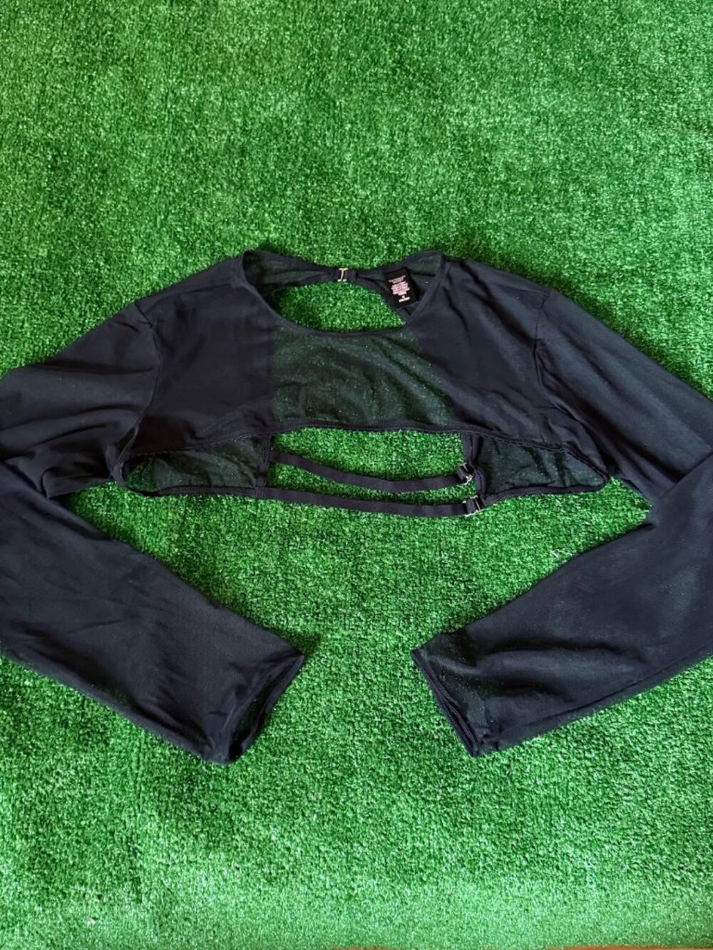 Victoria’s Secret Black Sheer Mesh Bolero Ultra Crop Adjustable Top Size M